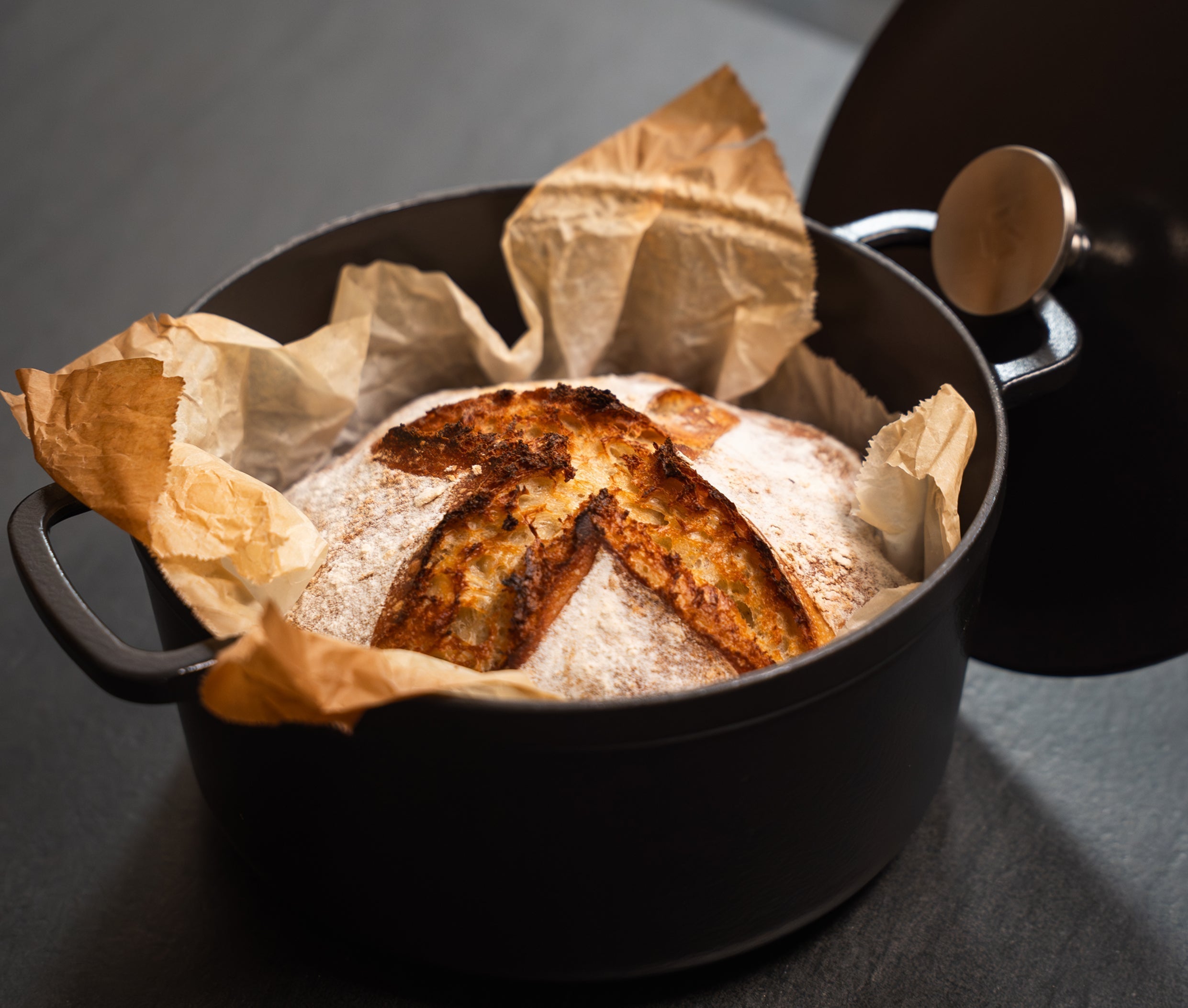 Cold-proofed Dutch oven bread